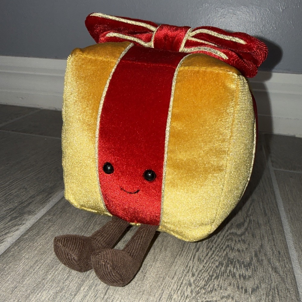 Jellycat Amuseables Present Red & Gold Holiday Christmas Gift Retired NWT